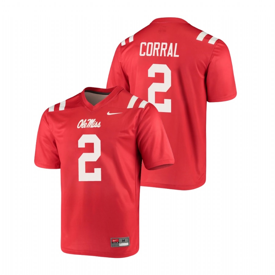 Ole Miss Rebels Men's NCAA Matt Corral #2 Red Legend Nike College Football Jersey XQZ4649WA